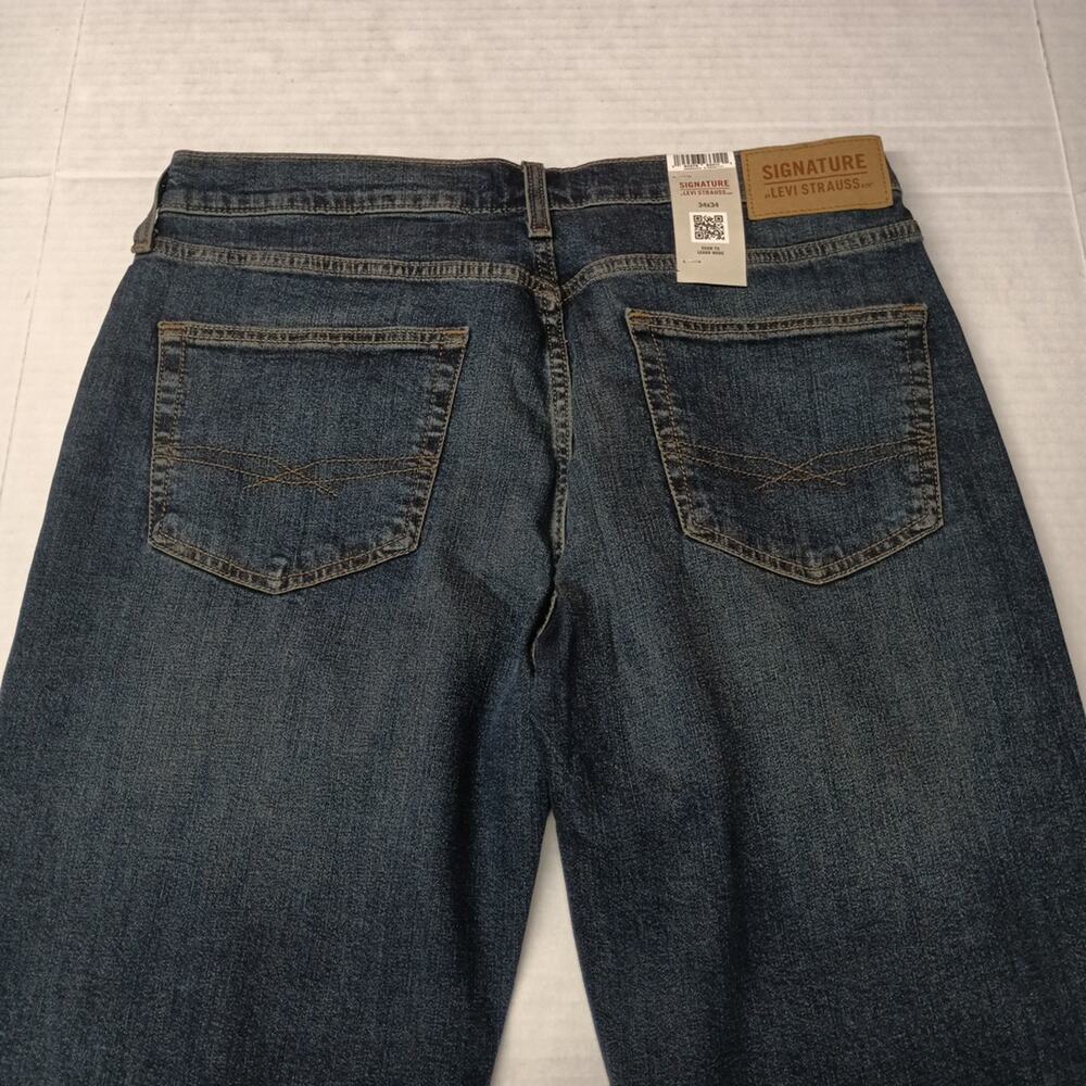Signature By Levi Straight Jeans Men's 34x34 Blue Denim Super Flex Fabric - Picture 9 of 9